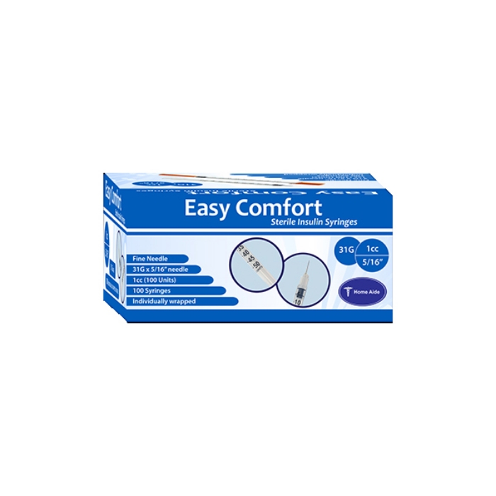 Easy Comfort Insulin Syringes - 31G 1cc 5/16" 