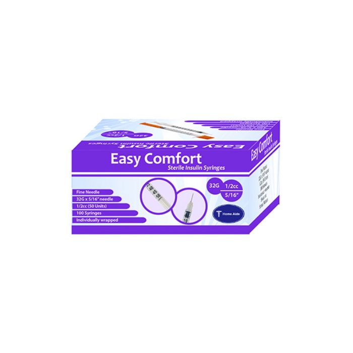 Easy Comfort Insulin Syringes - 32G 1/2cc 5/16"