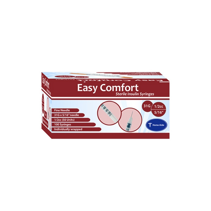 Easy Comfort Insulin Syringes - 31G 1/2 cc 5/16"